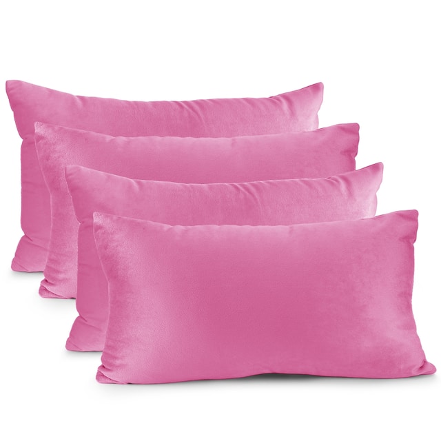 Nestl Solid Microfiber Soft Velvet Throw Pillow Cover (Set of 4) - 12" x 20" - Light Pink