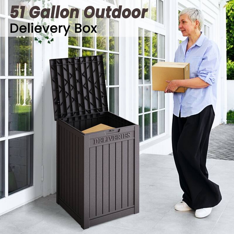 Outdoor Package Delivery Box, 31 Gallon Resin Locking Security Storage Boxes