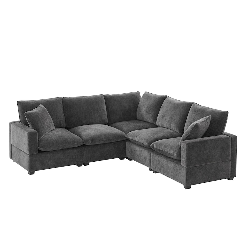 Modern L Shaped Modular Sectional Sofa with Reconfigurable Chenille Seats and Foam Cushions for Living Rooms or Offices
