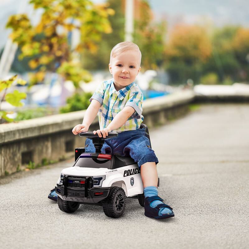 Imaginative Play Kids Ride On Police Car with Built in PA System Anti Tip and Storage Be Used for Toddlers Outdoor Adventures