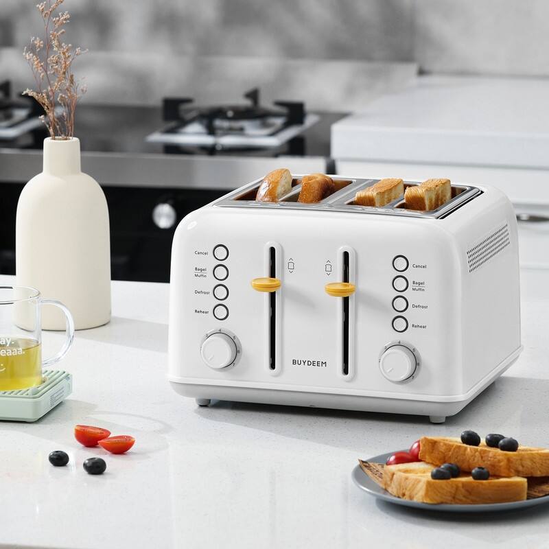 BUYDEEM 4-Slice Stainless Steel Toaster with Extra Wide Slots,7-Shade Settings