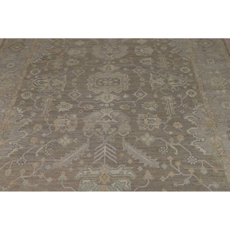 Vegetable Dye Oushak Turkish Area Rug Hand-Knotted Bedroom Wool Carpet - 9'1" x 12'0"