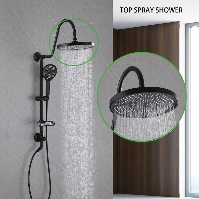 Modland 4-Way High Pressure Round Rain Shower Head With Adjustable Handheld Shower Head inBlack/Gold