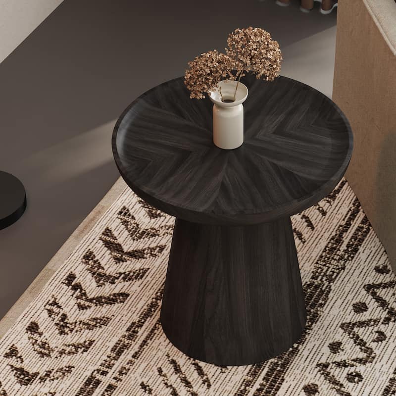 Round Walnut Nesting Coffee Tables | 2-Piece Set & Single Table Options - Modern Stackable Accent Tables