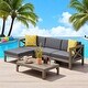 preview thumbnail 20 of 25, 2-Piece Acacia Wood Outdoor Sectional Sofa Set with Water-Resistant Cushions, Ottoman, and Coffee Table - Patio Furniture set