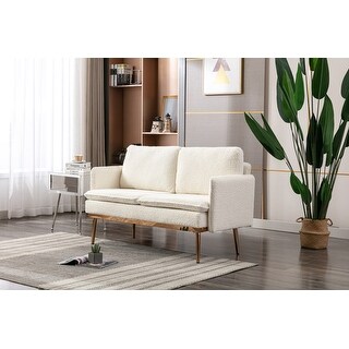 Modern Frabic Accent Loveseat Sofa with Cusion Back and Seat, Square ...