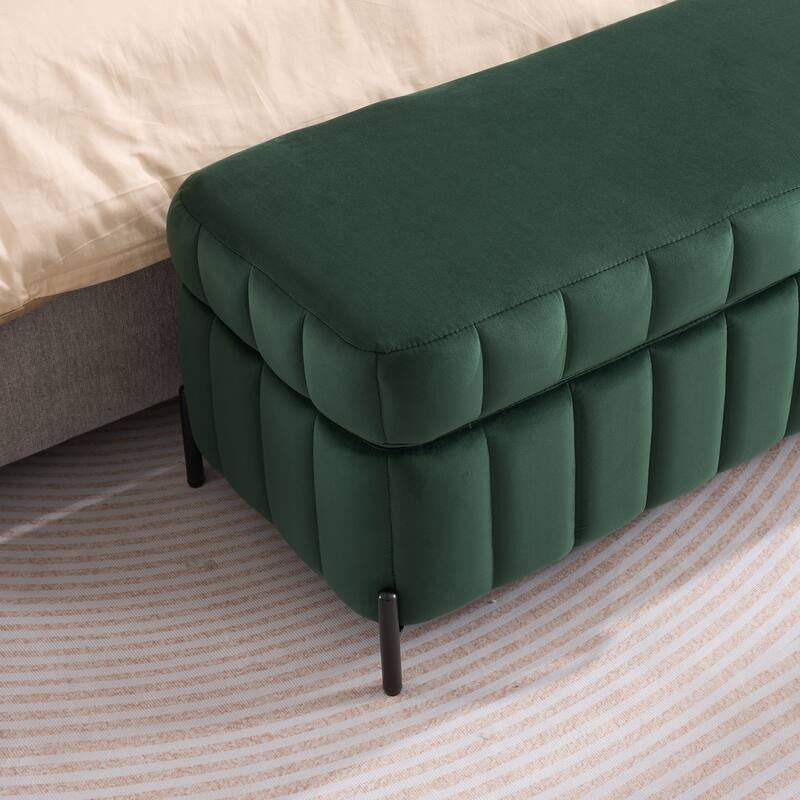 49.2"W Modern Storage Bench,Bedroom Ottoman Bench with Metal Legs