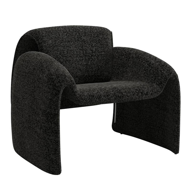Maratea Round Arm Accent Chair and Ottoman by iNSPIRE Q Modern - Chair Only - Black Boucle