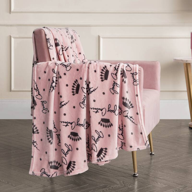 Juicy Couture Crown Script 50" x 70" Plush Throw