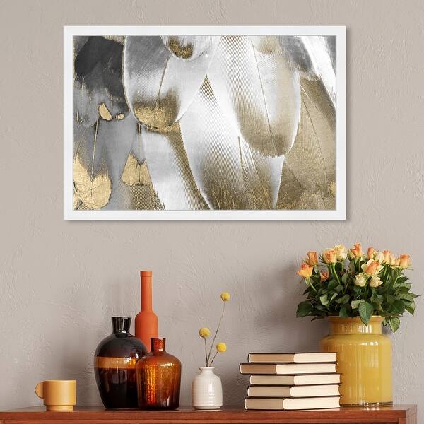Shop Black Friday Deals On Oliver Gal Royal Feathers Fashion And Glam Framed Wall Art Prints Feathers Gold White Overstock 31287332