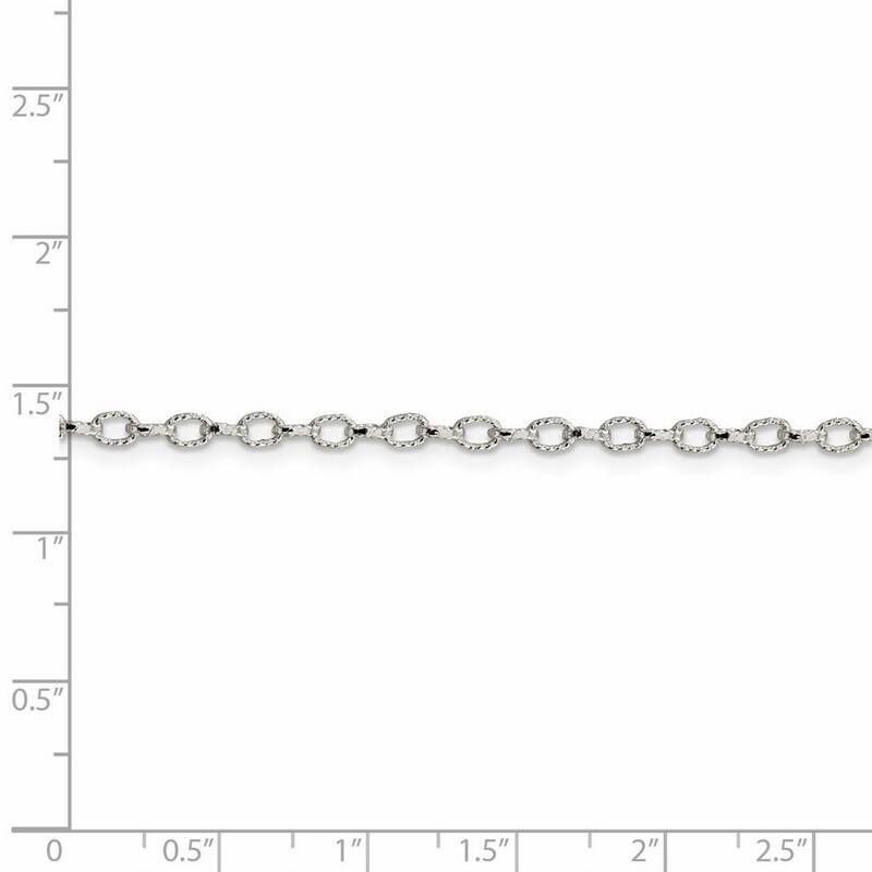 Curata 925 Sterling Silver 3mm Fancy Textured Rolo Chain Necklace (Lobster)