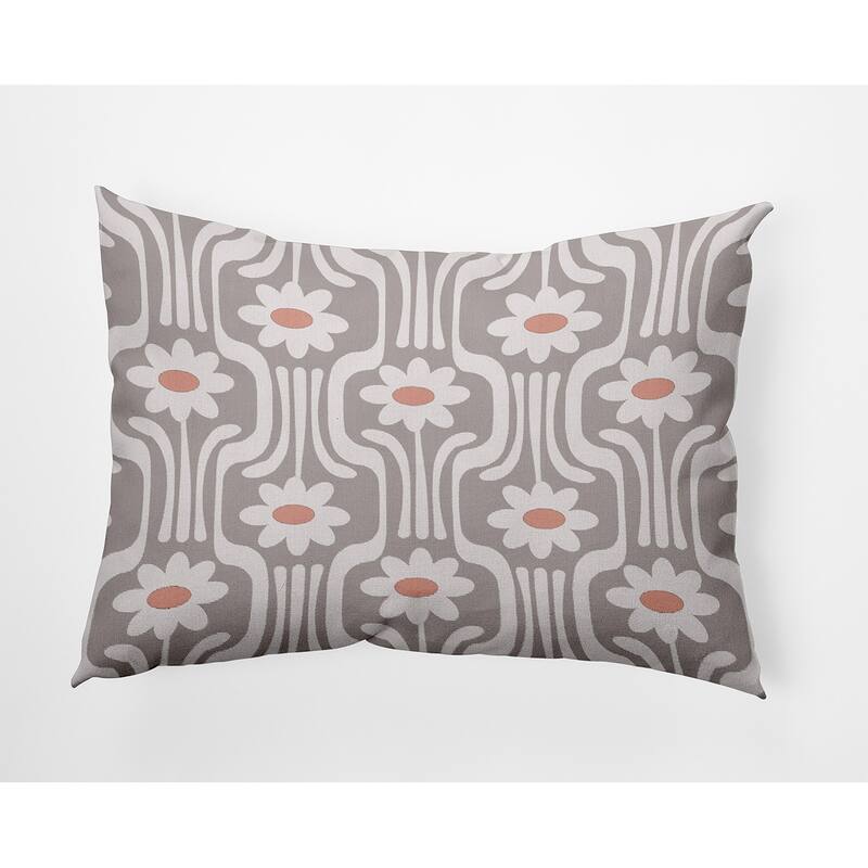 Daisys and Squiggles Indoor/Outdoor Throw Pillow - Greige - 14" x 20"