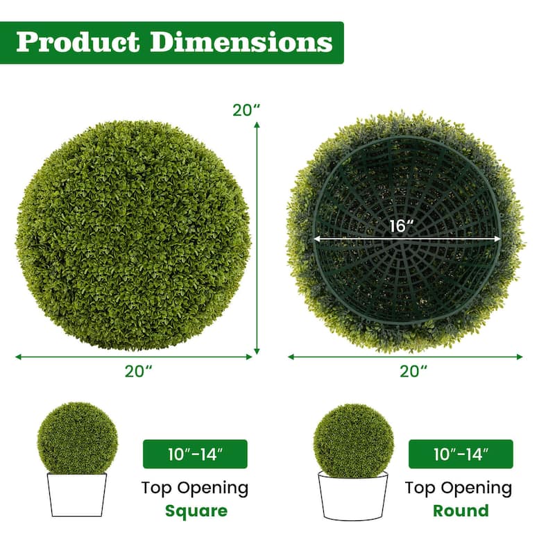 Costway 20" Faux Boxwood Balls with Sun-Protective PE Material Mimic - See Details
