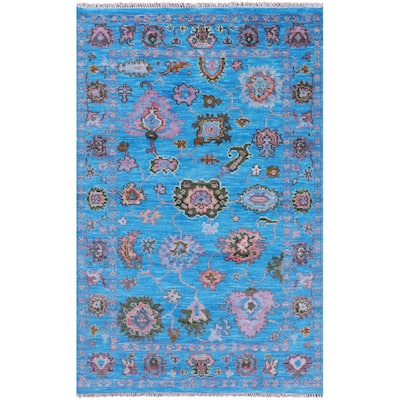 Golden Nile Blue Turkish Oushak Hand Knotted Wool Rug - 4' 0" X 6' 4"