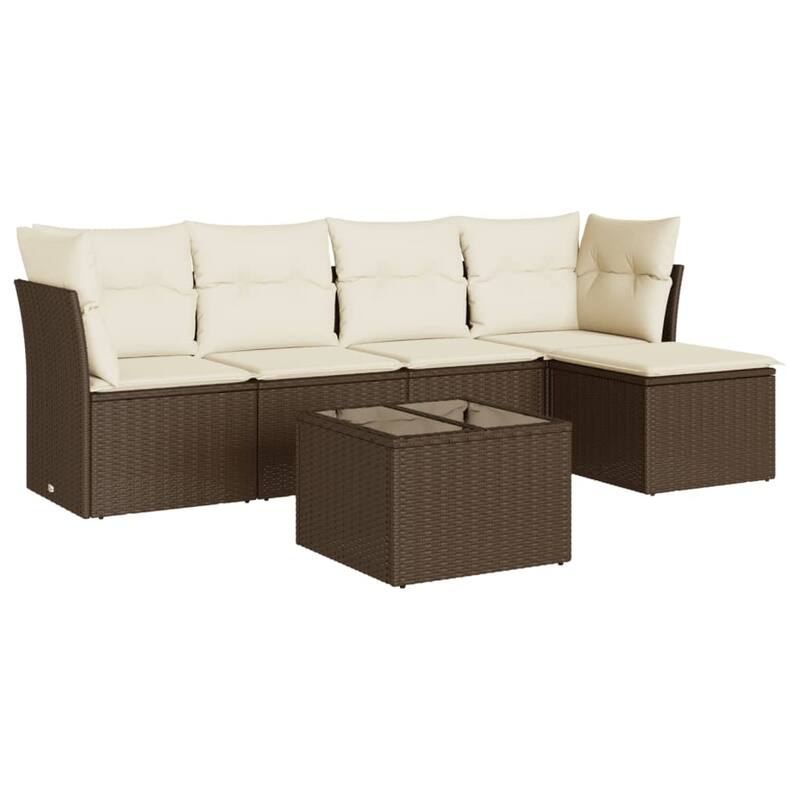 vidaXL Garden Sofa Set Brown, Cream White - 21.7 x 21.7 x 14.6