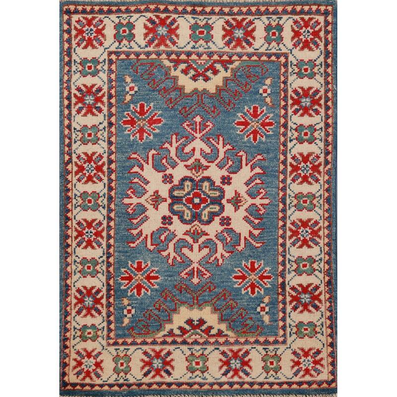 Blue Kazak Oriental Accent Foyer Rug Handmade Wool Carpet - 2'0"x 3'0"