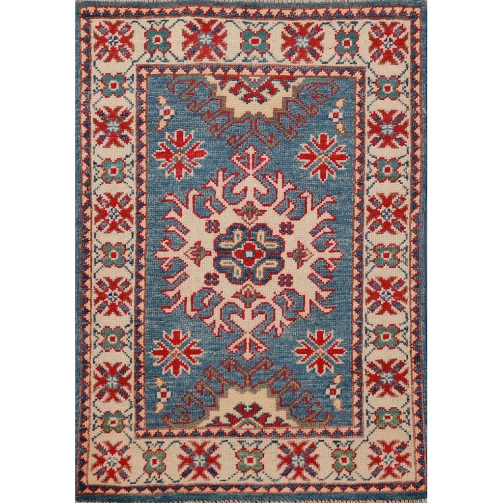 Blue Kazak Oriental Accent Foyer Rug Handmade Wool Carpet - 2'0"x 3'0"