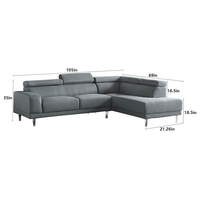 105 in. Width L-Shaped Chaise Sectional Sofa
