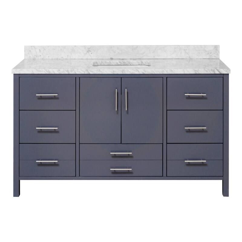 KitchenBathCollection California 60" Single Bathroom Vanity with Carrara Marble Top