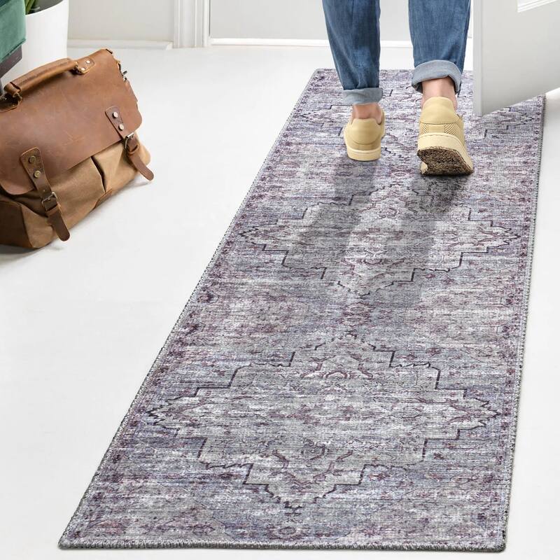 JONATHAN Y Alacati Boho Gray Medallion Machine Washable Area Rug