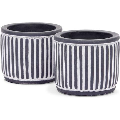 Cement Flower Pot Planters (Grey, White, 3.5 x 3 Inches, 2 Pack)