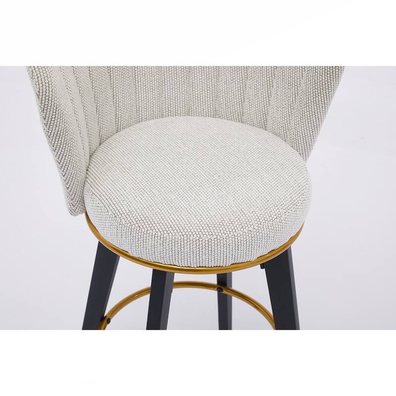 2PCS Swivel Velvet Metal Frame Bar Stools