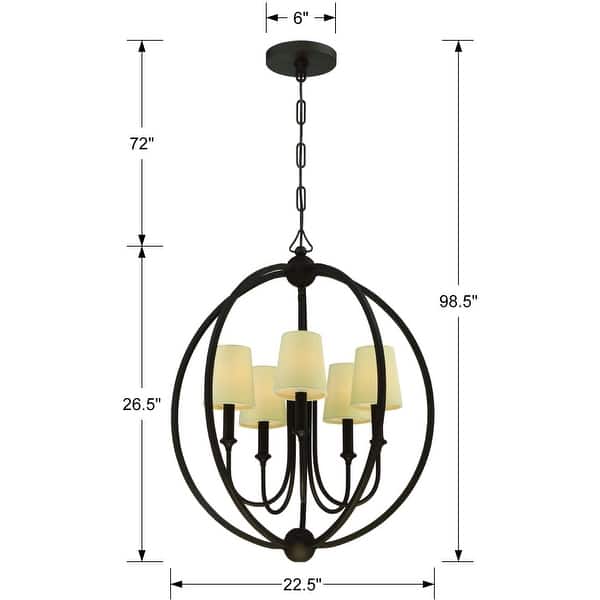 dimension image slide 0 of 2, Crystorama Lighting Group Sylvan 5 Light 22-1/2" Wide Chandelier with