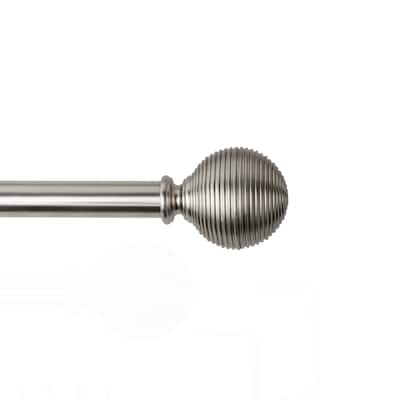 Lumi 3/4" Single Curtain Rod Set Brushed Nickel- Lined Ball finials