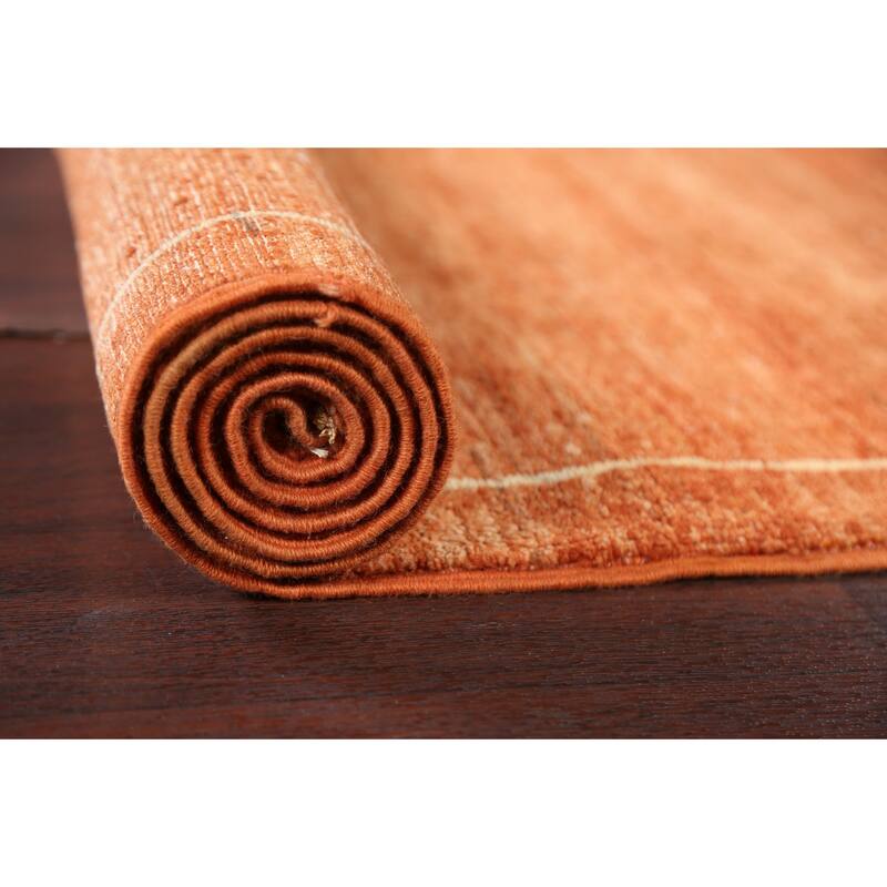 Orange Gabbeh Kashkoli Oriental Wool Runner Rug Hand-knotted Carpet - 2'7" x 9'10"