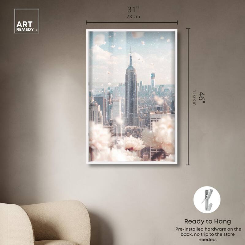 Peonies Over New York Shadowbox by Art Remedy