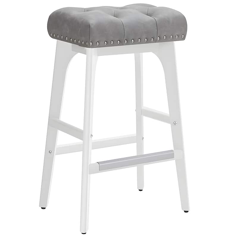 Set of 2 Counter Height Bar Stools Modern Kitchen Barstools with Backrest Perfect for Island or Counter - 12.6"D x 17.3"W x 26"H - Dove-Grey