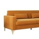 Modern 3-Seat Faux Sherpa Sofa with Gold Metal Legs, Plush Spring ...