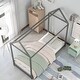 preview thumbnail 3 of 8, Twin Size Wooden House Bed, Durable Pine Wood & MDF Construction, Grey