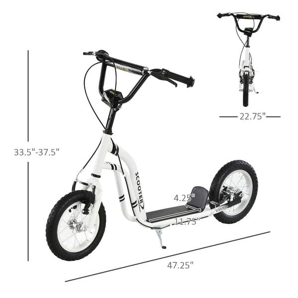 dimension image slide 1 of 2, Adjustable Kids Scooter with Dual Braking System, Inflatable Tires, and Durable Steel Frame - Perfect for Growing Children