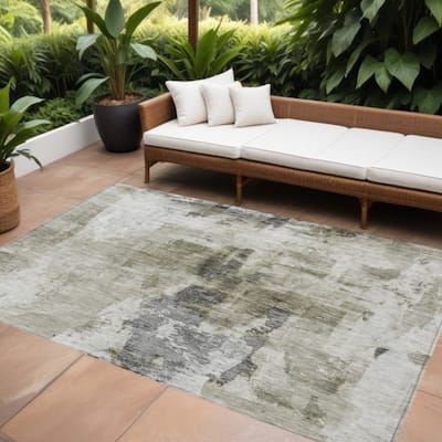 HomeRoots Abstract Transitional Rectangle Outdoor Rug