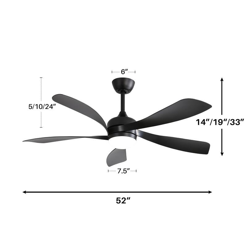 Anmytek 52 Inch Modern LED Ceiling Fan Dimmable Reversible DC Motor Remote Control - 52 Inch
