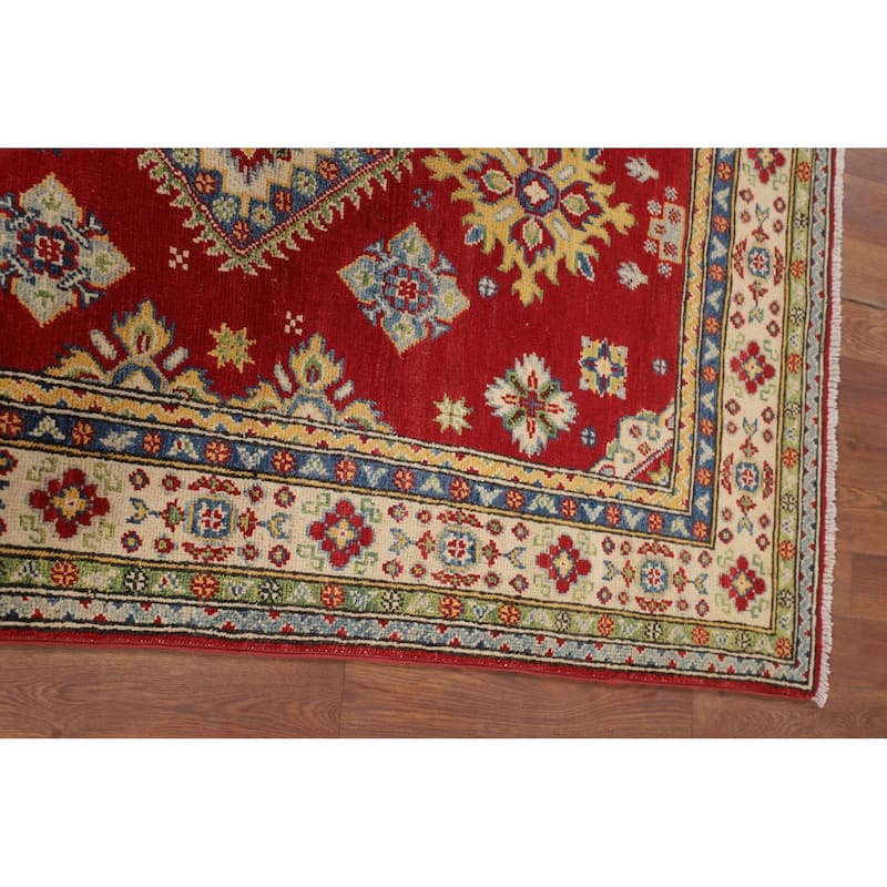 Red Kazak Accent Rug Handmade Wool Carpet - 3'4" x 5'2"