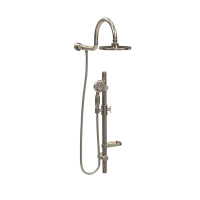 AquaRain 8-in Rain Showerhead Shower System with Adjustable Slide Bar and Multi-function Handshower Brushed Nickel