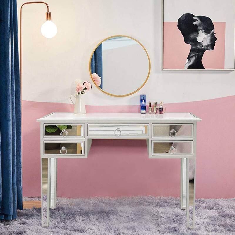 5-Drawers Mirrored Entryway Console Dressing Table - (41.73 x 15.35 x 31.1)"