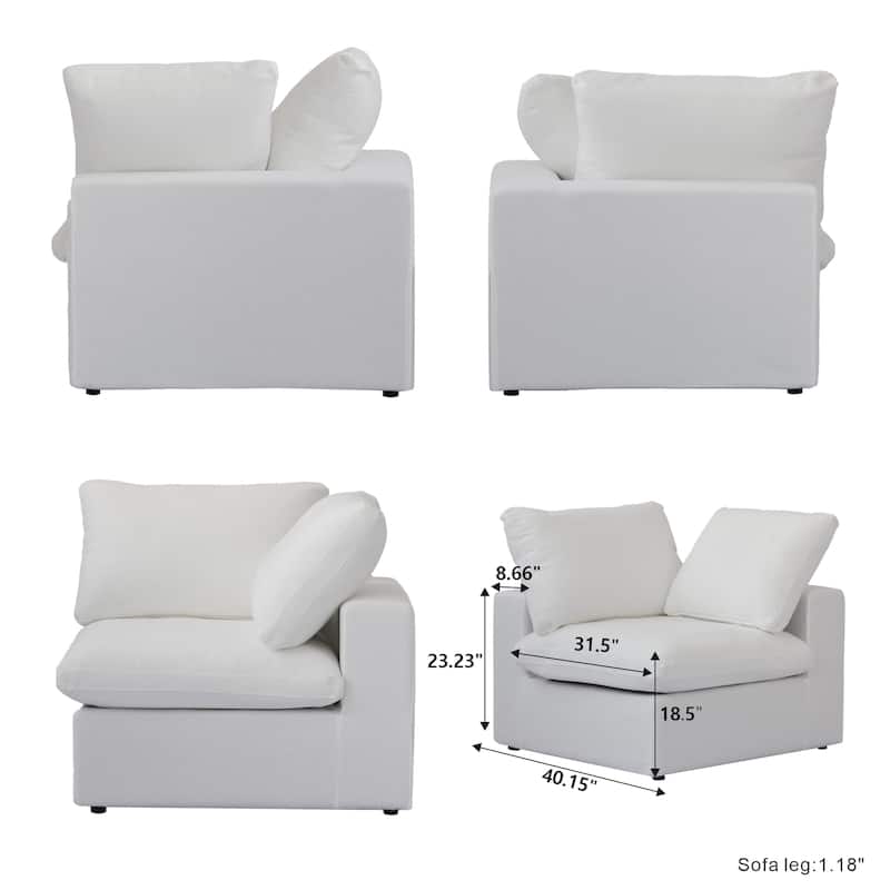 L-shape Linen Upholstered Sofa Multiple Cushions Sectional Couch