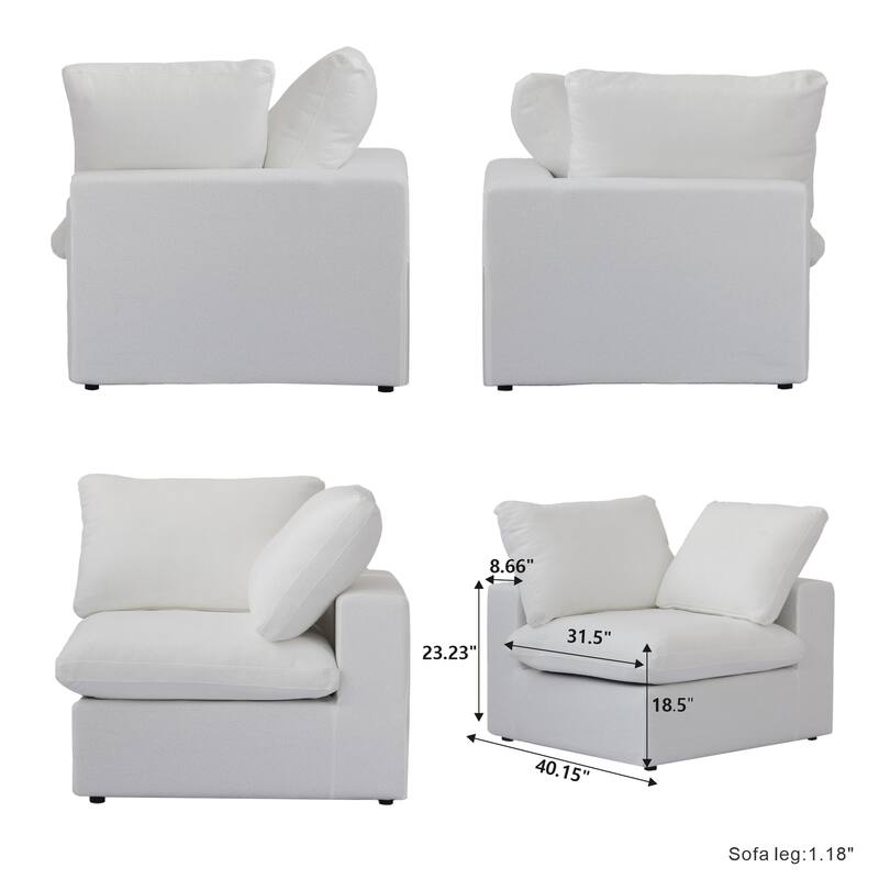 Linen Sectional Sofa Modern Upholstered Loveseat Couch