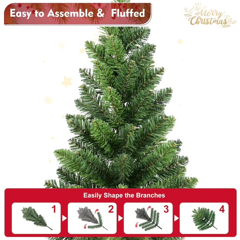 Set of 2 Tabletop Christmas Trees, 2FT Small Artificial PVC Green Trees with 68 Tips Each, Burlap-Wrapped Cement Base