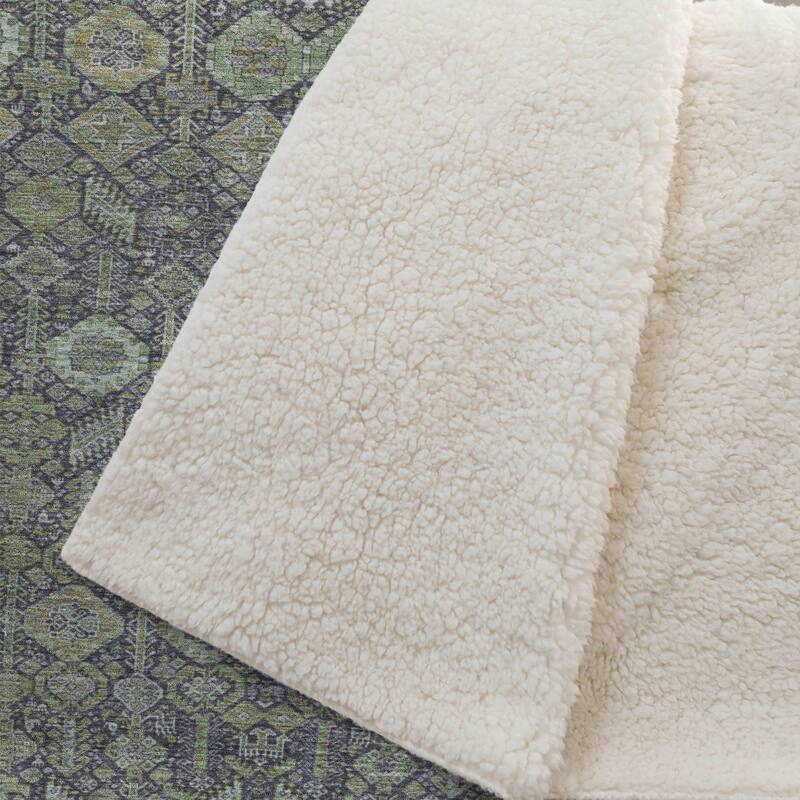 Premium Machine Washable Boho Moroccan Sherpa Throw Blanket