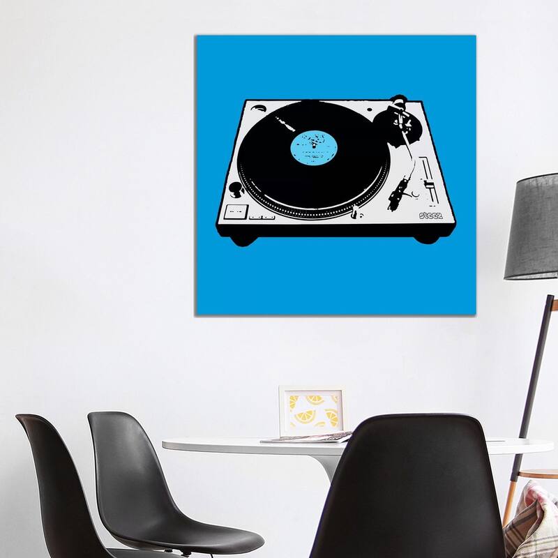 iCanvas "Turntable Blue Poster" by Steez Canvas Print - 37x37x1.5