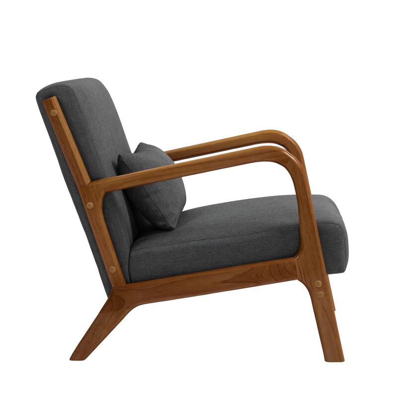 Mid Century Solid Wood Upholstered Accent Chair