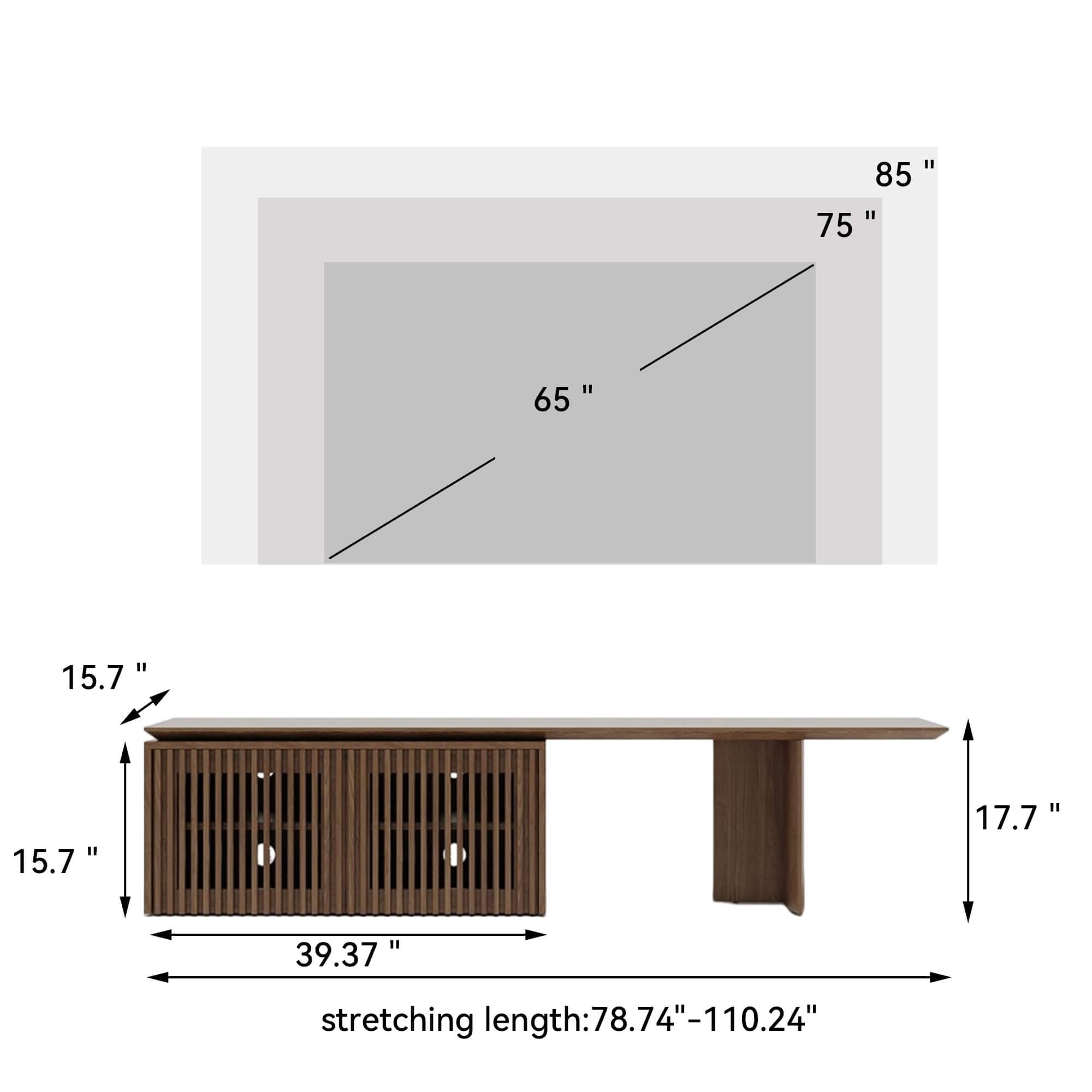Modern Walnut TV Stand Extendable 78.7" with Storage
