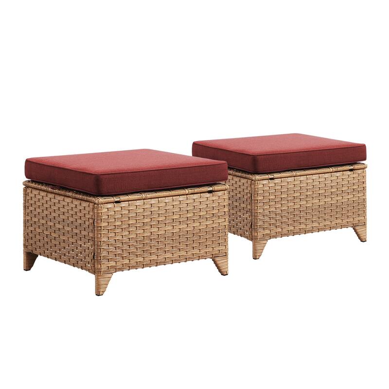 Pocassy Outdoor cushioned Wicker Footstool Ottomans