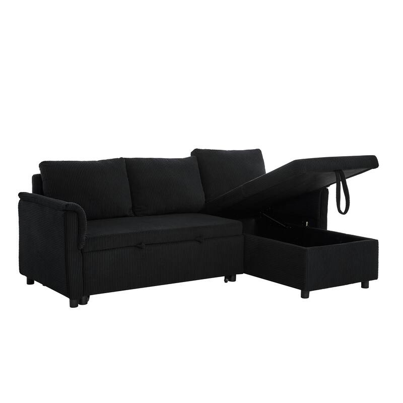 Anmytek Modular sSectional Sleeper Convertible Loveseat with Storage Chaise Corduroy Pull Out Bed Reclining Backrest