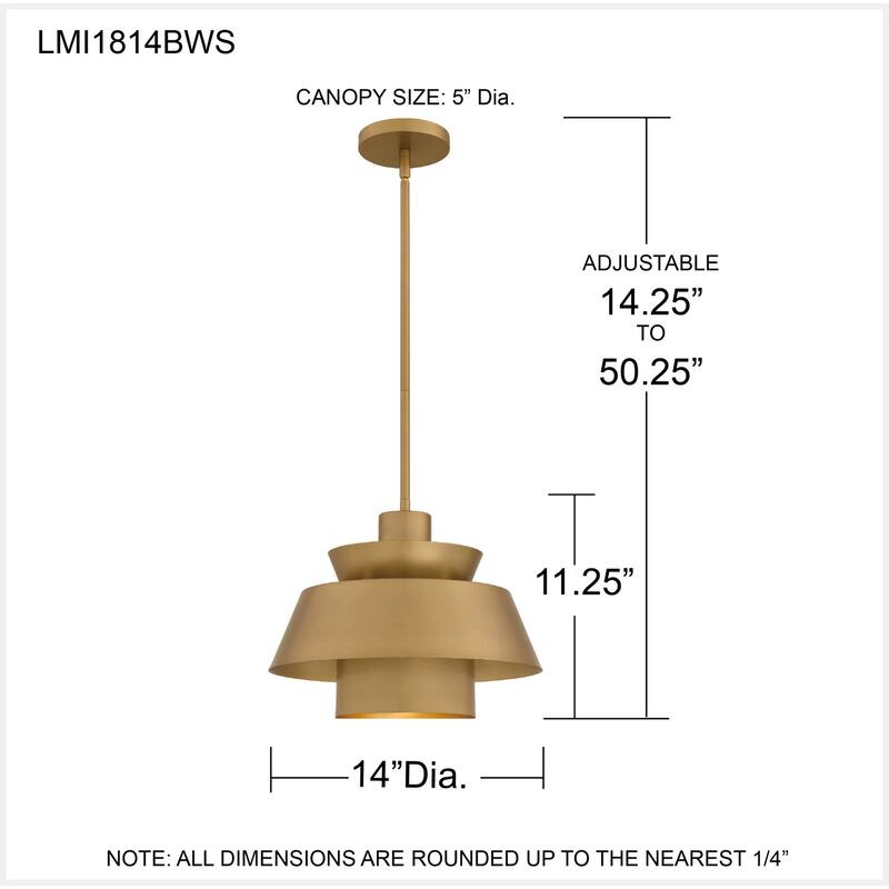 Lumi 1-Light Brushed Weathered Brass Pendant