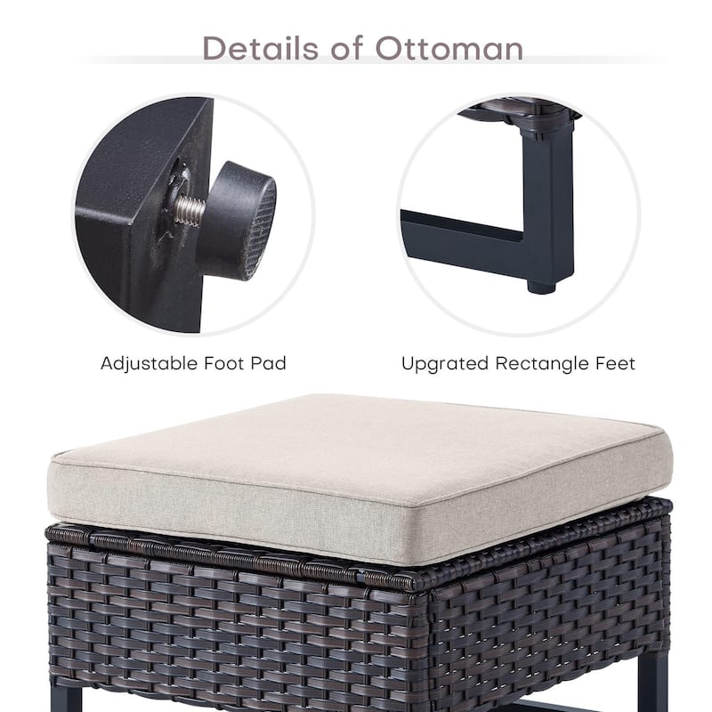 Gymojoy Outdoor Rattan Wicker Ottoman Seat